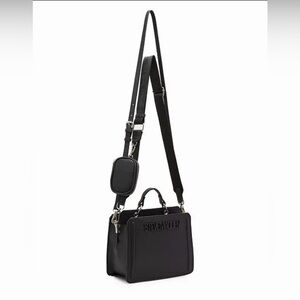 Steve Madden Black Bevelyn Small Convertible Satchel Crossbody Bag